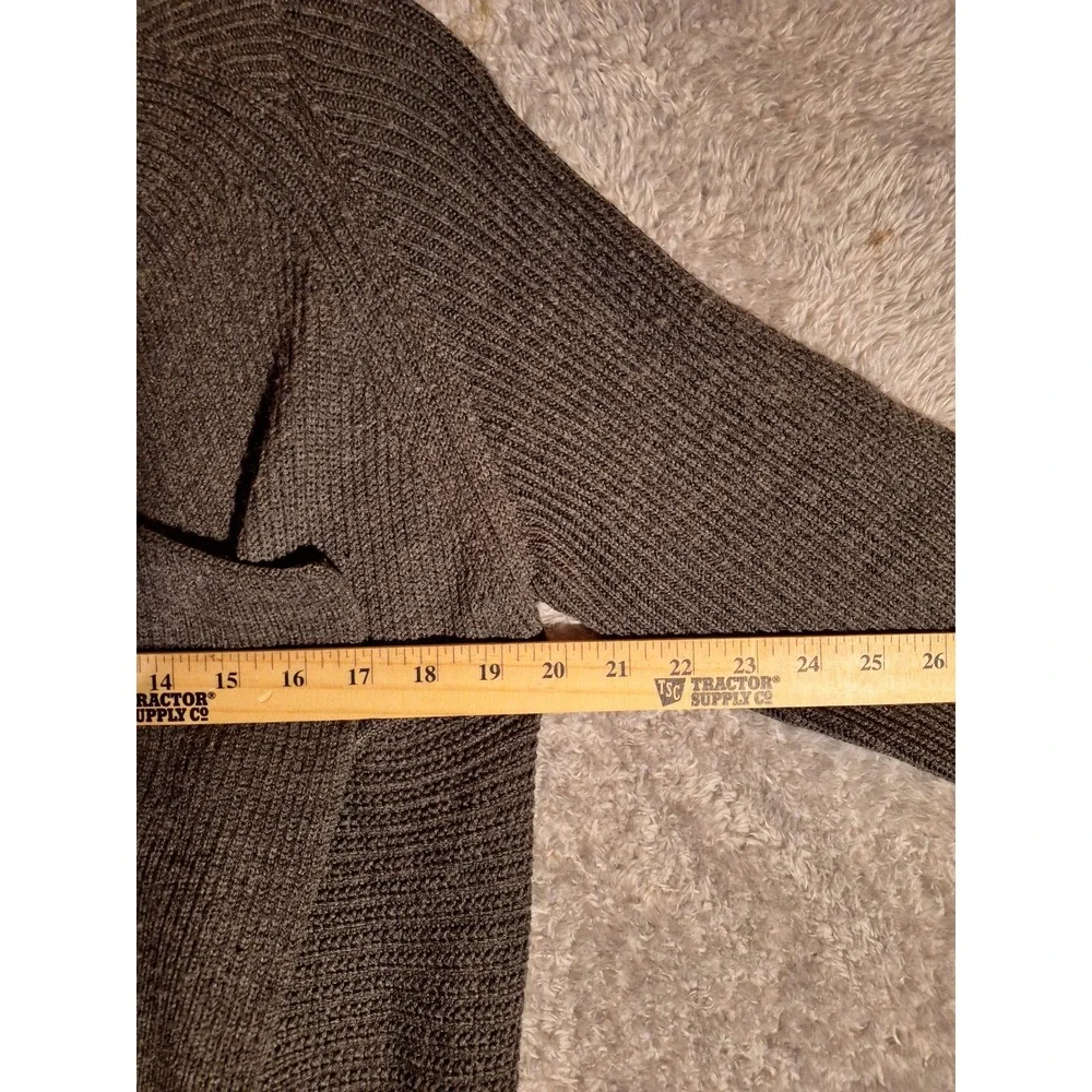 Tahari Womens Charcoal Gray 100% Merino Wool Open Front Cardigan Sweater Large - Picture 7 of 12